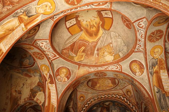 Paintings inside cave churches.