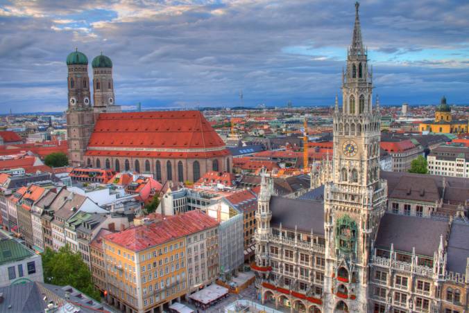 View of Munich Rathaus and old city.