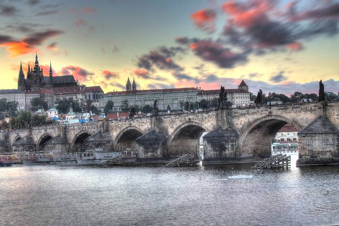 Charles Bridge with the castle.