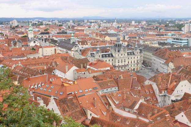 The old town of Graz seen from the Schlossberg.